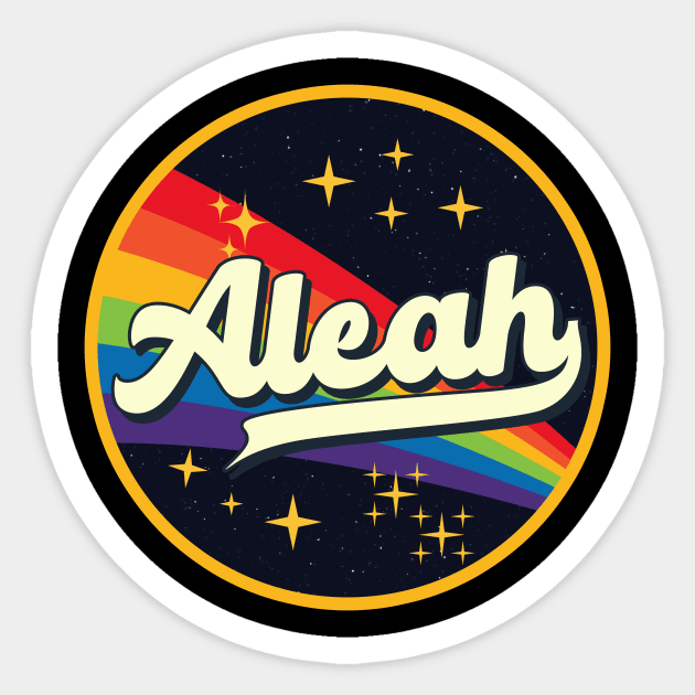 Aleah // Rainbow In Space Vintage Style Sticker by LMW Art